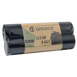 Aitodos® 20 Stück Haushaltsmüllsäcke 100 l, Insgesamt 2 Rollen, 10 Stück pro Rolle, Schwarze Müllsäcke, Polyethylen-Material, Müllsack mit Großem Fassungsvermögen (95 x 80 cm)