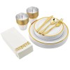 iMounTEK 175pcs Disposable Dinnerware Set Gold Plastic Plates for Wedding
