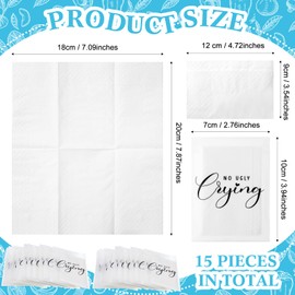 Sayglossy 15 Pack No Ugly Crying Tissue for Wedding Bulk 3 Ply Pocket Packs Small Tissue Individual for Wedding Guests Welcome Bags Pocket Paper Mini Travel Graduation Ceremony Party