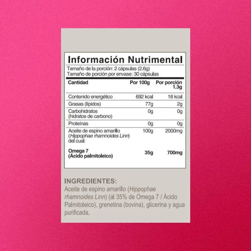 Omega Aceite Espino Amarillo 1000mg Cápsulas Vegan Sabor