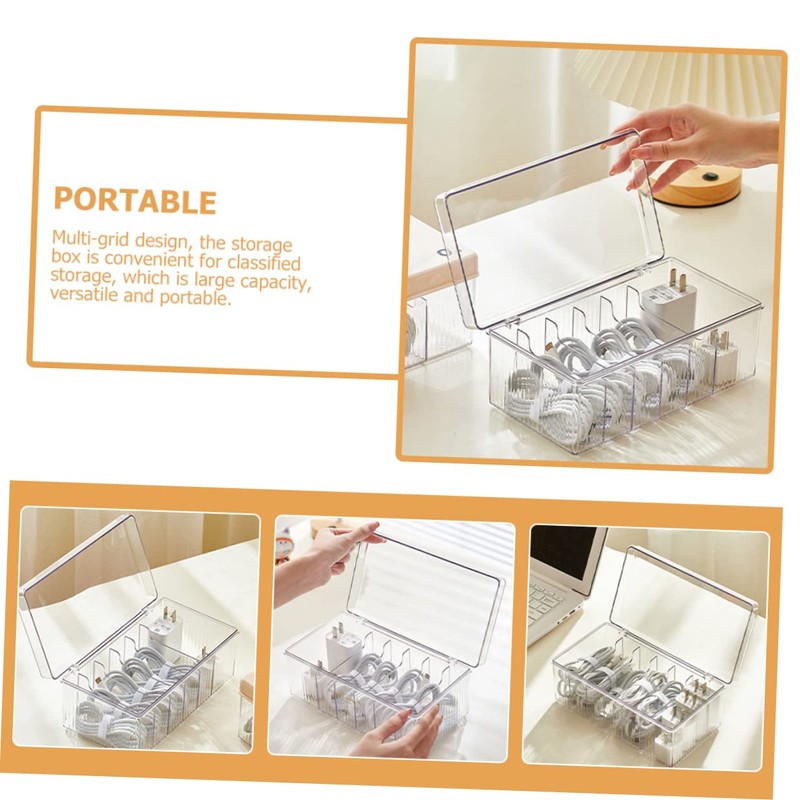 LABRIMP Cable Storage Organizer Box Transparent Dustproof and Moisture Multi