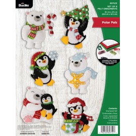 Bucilla, Polar Pals, Felt Applique 6 Piece Ornament Making Kit, Perfect for DIY Arts and Crafts, 89752E