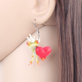 NEWEI Acrylic Sweet Cartoon Skateboard Frog Earrings Drop Dangle Big Long Fashion Animal Jewelry For Women Charms (Cherry)