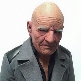 [neckgeart] Halloween Scary Bald Old Man Mask Simulated Grandpa Latex Headgear Masquerade Funny Props (White Eyebrow Bald Old Man)