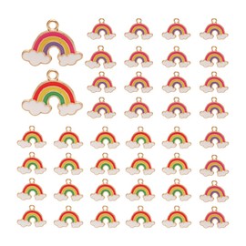 Ximimark 40 PCS Gold Plated Enamel Rainbow Charms Pendant for Jewelry Making Earrings Bracelet Necklace Accessories DIY Findings