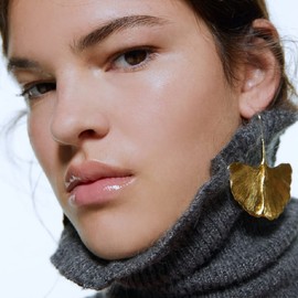 Ginkgo Leaf Earrings for Women, Cute Leaf Earrings for Girls, Hanging Earrings with Golden Petals, Hypoallergenic Flowers, Leaf Flowers, Flower Earrings, No, No, No, No