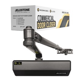 JELOSTONE Medium/Heavy Duty, Commercial Door Closer D4000, ANSI Grade 1, UL 3 Hour Fire Rated, ADA Compliant, Adjustable Spring Size 1-6 for Doors (44-330lb, 30-60 in), Indoor/Outdoor (Dark Bronze)