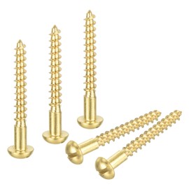 uxcell Wood Screws M6 x 50mm Slotted Round Head Brass Self-Tapping Screw 20 Pcs