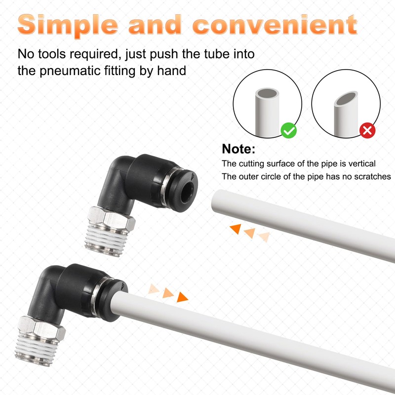 sourcing map 3pcs Push to Connect Tube Fitting M5x0.8 Male