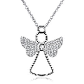 Bo&Pao Guardian Angel Necklace Women / Girls in 925 Sterling Silver, Cubic Zirconia Sterling Silver, Cubic Zirconia