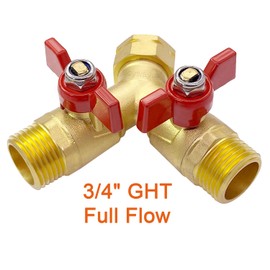 Joywayus Brass 3/4" GHT Garden Hose Splitter Full Flow 3-Way Ball Valve with Butterfly Handle