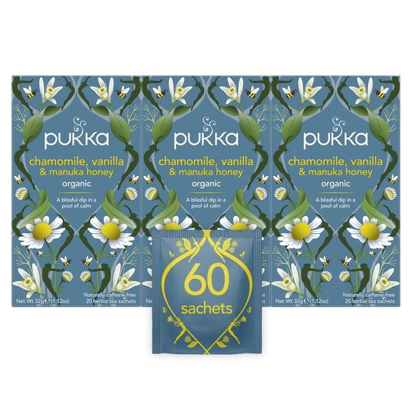 Pukka Organic Tea Bags, Chamomile, Vanilla and Manuka Honey Herbal