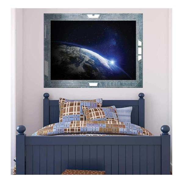 Wall26 - Science Fiction ViewPort - Decal - View of the Edge of the Earth - Wall Mural, Removable Sticker, Home Decor - 24x32 inches