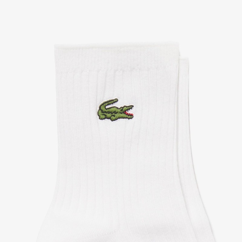 Lacoste Women's Croc Emblem Plain Short Socks, white
