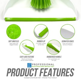Dustpan and Brush Set , Choose Your Colour (Green)