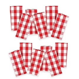 HOUSE OF ORLO Red Gingham Checked Dinner Napkins, 18x18 Inch, 100% Cotton, Durable, Soft, Absorbent, Reusable, Washable, Set of 12, Perfect for Thanksgiving, Christmas, Fall Celebrations, Holidays