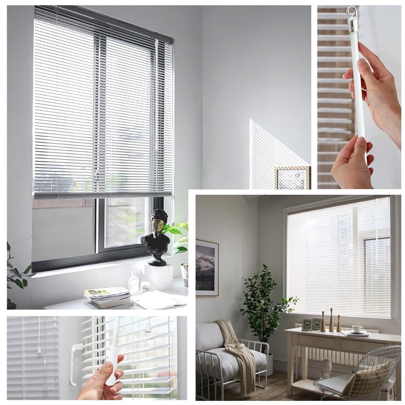 12.2" White Fiberglass Blind Rod with Metal Hooks, Window Roller