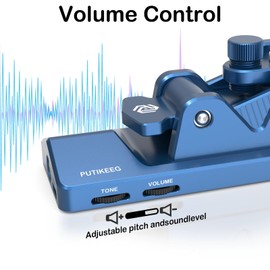 BlueKey Mini CW Key Morse Radio HAM Big Double Paddle Morse Code Key Aluminum Alloy Body with Speaker Base Blue