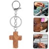 SAFIGLE 3pcs Cross Keychain Charm Wooden Cross Pendant Bag Accessory