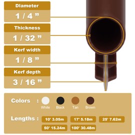 Window Weatherstrip Seal 1/4" Bulb Bubble Kerf Mount Bulb Gasket Window Weather Stripping Kerf - 4 Colors and 5 Length Options (100', Brown)