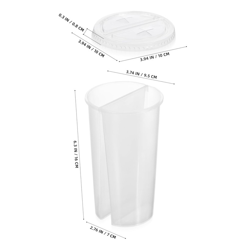 20pcs Double Grid Disposable Plastic Cups, Transparent Couple Sharing Cups