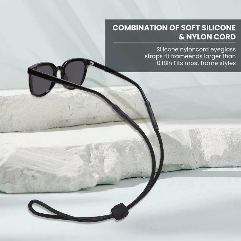 HEBEILF 3 Pcs Glasses Strap-Adjustable Eyeglass Holders for Men, Women,