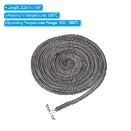 PATIKIL 1/4"x 86" Wood Stove Gasket, Graphite Fiberglass Round High-Temperature Resistance Seal Rope Replacement for Stoves Fireplace Door, Black