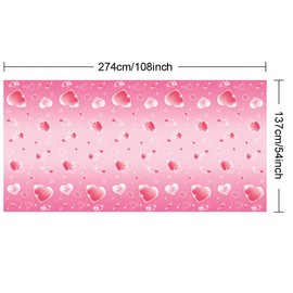 2 Pack Valentines Day Plastic Tablecloths Love Heart Plastic Table Covers Disposable Table Cloths BBQ Picnic Pink Table Cloth Wedding Party Love Heart TableCloth Valentines TableCovers 54 x 108 In