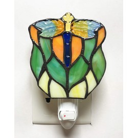 Tiffany Night Light Multicolored Glass Dragonfly Night Light HMJ7003 Tiffany Lamps Dragonfly Night Light