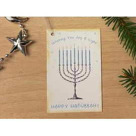 Hanukkah Gift Tags Set of 10 Happy Chanukah to-from Hang Tag with Ribbons Festival of Light Holiday