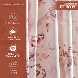 Maison d' Hermine 100% Cotton Curtain - 50"x108" Beige Decorative Curtain - Aesthetic Curtains for Farmhouse, Kitchen & Bedroom - for Thanksgiving & Christmas - Equinoxe Collection