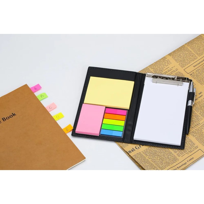 Libreta Ecológica Block Pluma Notas Adhesiva / Personalizar Negro