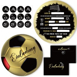 Football Birthday Invitation, 12 Football Invitation Cards with 12 Envelopes, Football Birthday Decoration, Invitation Cards for All Football Enthusiasts, Boys and Girls