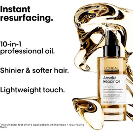 L'Oreal Professionnel Absolut Repair Tratamiento 10 en 1 | Aceite reparador para cabello seco y dañado | Nutre, revitaliza y repara el cabello | Con protección térmica | Tecnología de proteína de trigo | 90ml