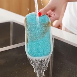 FSSTUD 5 Pcs Large Microfiber Scouring Pads Durable Scrub Scouring Sponges Kitchen Cleaning Sponges Big Non Scratch Scouring Pads Reusable Dish Scrubber Sponges Heavy Duty Scouring Scrub Pads