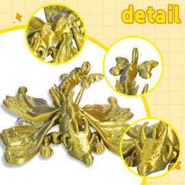 3D Printed Articulated Butterfly Dragon - Golden Executive Desk Toy