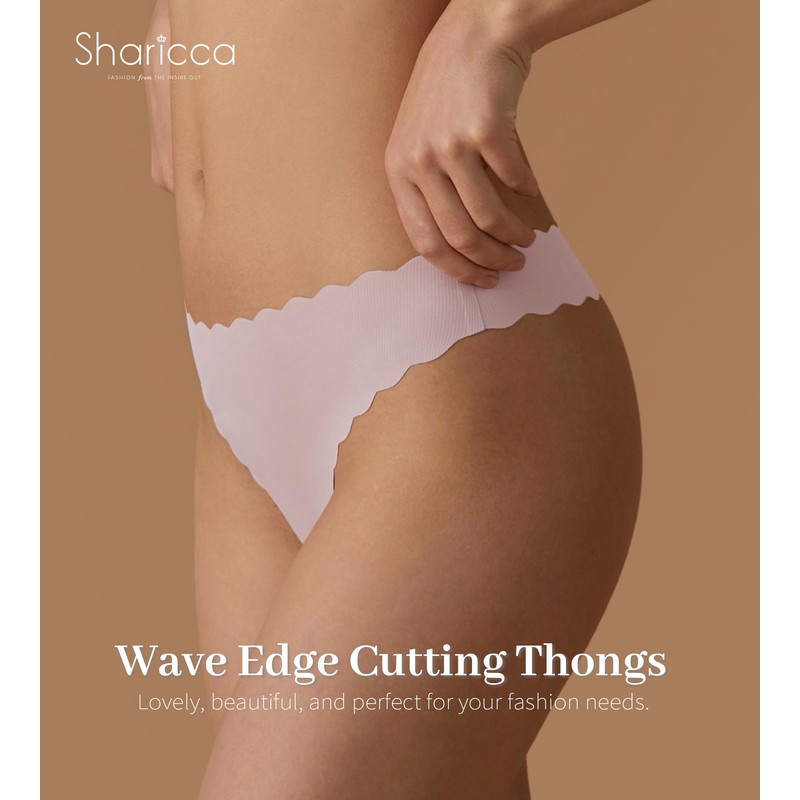 SHARICCA Womens Seamless Thongs No Show Underwear Soft Ribbed Invisible