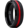 Metal Masters Men's Titanium Ring Wedding Band, Black and Red