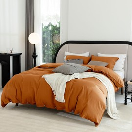 Talasily Linen Duvet Cover California King - Linen and Cotton Blend Duvet Cover Set, Soft and Cool, Button Closure, 3 Piece Set, 1 Duvet Cover 104x98 & 2 Pillowcases (Caramel, California King)