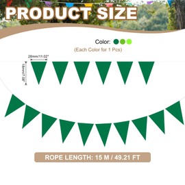 PATIKIL 49ft Pennant Banner Flags, Felt Fabric Pennant Flags String Triangle Flag Banner Bunting Garland for Carnival Wedding Birthday Party Decorations, Light Green/Green