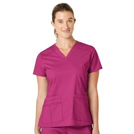 WonderWink Women's Wonderflex Verity Scrub Top, Hot Pink, X-Large