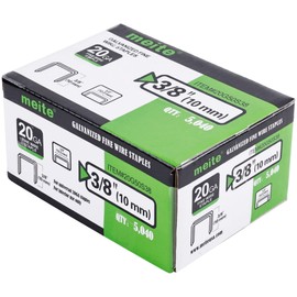 meite 20 Gauge 1/2-Inch (12.3mm) Crown 3/8-Inch Length Upholstery Staples for Staple Gun, Fine Wire Galvanized Staples for Carpet, Work Box, Cable, Shed (10 Boxes)