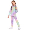 Arshiner Girl's 2 Piece Tie-dye Pullover Hooded Sweatshirt Set Sweatsuits