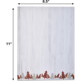 Christmas Stationery Paper Letterhead Sheets 100 Pack Holiday Xmas Party Winter Rustic Wood Trees Design For Writing Letters Computer Office Notes Wedding Invitations Printing Supplies Size 8.5" X 11"