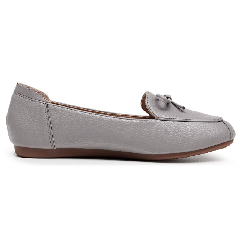 VenusCelia Women's Bowknot Dance Flat Shoes(9 W US,Grey-PU)