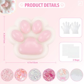 ZIFTY 4.7 Inch Large Paw Squishy Toys Big Furry Cat Paw Squishy Squeeze Toys Stress Relieving Fidget Toy Sensory Toys for Adults with DIY Accessories (Pink)