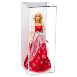Better Display Cases Acrylic Figurine Display Case for Doll, Bobblehead, Action Figure, or Collectible Toy Figure with White Back and Wall Mount (A017-WB-WM)