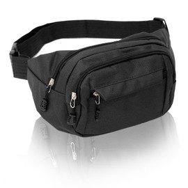 BEEL Waist Pouch, Men's, Women's, Running Pouch, For Travel, Work, 4 Pockets, Lightweight, Black