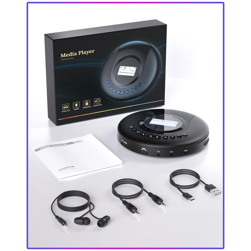 ARAFUNA Portable CD Player Bluetooth with FM Radio, 2000mAh Rechargeable