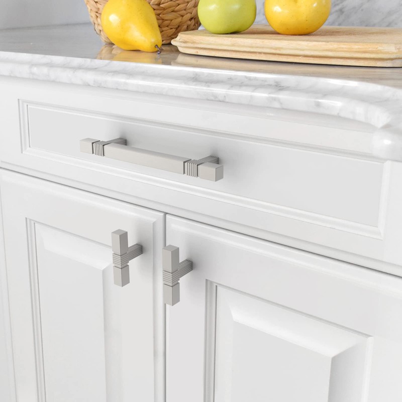 Amerdeco 10 Pack Brushed Satin Nickel Kitchen Cabinet Pulls 3-3/4